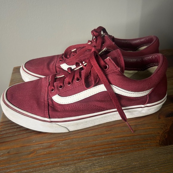Vans Old Skool Burgundy Canvas Sneakers Casual Shoes Women's 11‎ Men 9.5 - Picture 1 of 8